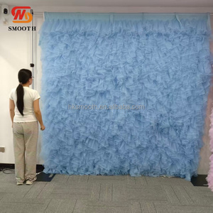 Panel de Fondo de Tul Azul Claro con Volantes, Muro de Flores Romántico de Malla para Decoración de Bodas, Baby Showers y Cabinas de Fotos - Product Image 4