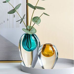 Vaso di vetro di lusso dal <span class=keywords><strong>Design</strong></span> moderno per la composizione floreale spedizione soggiorno tavolo da pranzo creativo a forma speciale vaso di vetro - Product Image 3