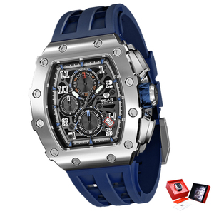 Reloj Mecánico Automático Cronógrafo de Alta Calidad, Estilo Tonneau, para Hombre, Deportivo, Elegante, de Marca, con Correa de Silicona, <span class=keywords><strong>Seiko</strong></span> - Product Image 1