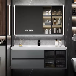 Coiffeuse moderne en bois faite à la main <span class=keywords><strong>Homedee</strong></span> Meuble-lavabo salle de bain grain de bois petit espace - Product Image 1