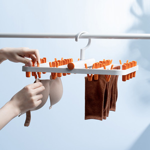 HeDou Foldable Drying Rack With Clips For <b>Socks</b> Underwear Clothes Organizer Rectangle Hook Type White <b>Orange</b> - Product Image 1