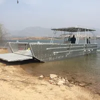 Chaland de débarquement en aluminium robuste de 11 m |   5083 Grade Marine |   Bateau de travail de 8 tonnes de capacité pour la construction et le transport