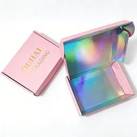 Maßgefertigte Holographische Versandboxen für Kosmetikprodukte mit Rosa Außenhülle und Goldfolienprägung Logo für Kosmetikverpackungen