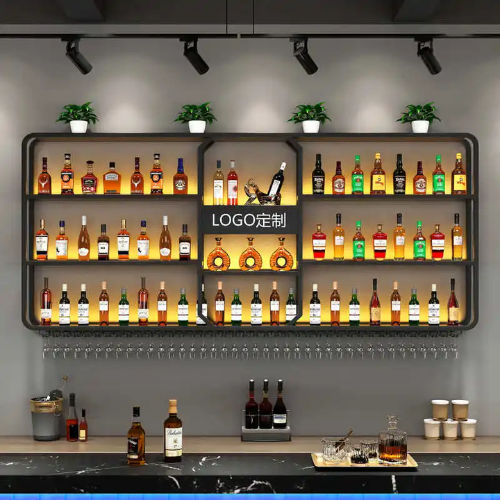 Customized Wall Mounted Iron Wine Rack - Modern Metal Bottle Display ...