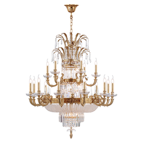 Lampadario di Lusso in Cristallo e Ottone Stile Impero Francese per Progetti Alberghieri - Product Image 1