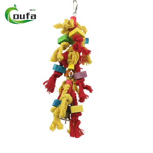 Sıcak satış renkli papağan Pet kuş büyük ahşap bloklar çiğneme kafes büyük orta kuşlar için asılı oyuncak renkli salıncak oyuncaklar - Product Image 6