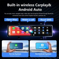 Pantalla inalámbrica portátil Carplay con pantalla táctil 4K + 1080P Dash Cam para Carplay y Android compatible con función GPS y WiFi