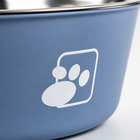 Gamelle double couche en acier inoxydable pour chien et chat, antidérapante, anti-chute, anti-renversement, motif empreinte de patte, pour l'alimentation transfrontalière
