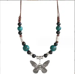 Ethnic style long sweater chain women's antique pendant retro butterfly necklace jewelry wholesale