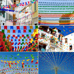 Coloré blanc bleu <span class=keywords><strong>rouge</strong></span> <span class=keywords><strong>vert</strong></span> <span class=keywords><strong>jaune</strong></span> <span class=keywords><strong>Triangle</strong></span> fanion chaîne banderoles drapeaux bannières pour événement Camping anniversaire intérieur extérieur - Product Image 5