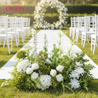 Décoration de scène de mariage, chemin de fleurs artificiel en soie blanche et verte pour allée au sol, idéal pour les cérémonies de remise des diplômes
