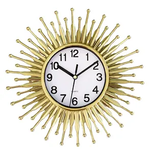 NE-407 pazar ucuz saat Modern güneş şekilli yaratıcı tasarımlar cam duvar saati elektrolizle küçük saat