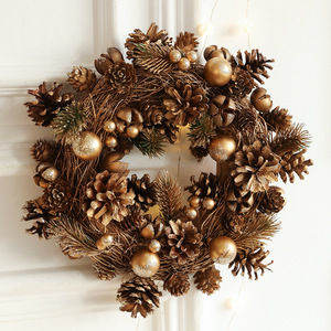 Décoration de <span class=keywords><strong>Noël</strong></span> en forme de pomme de pin, ensemble de bougeoirs en bois, guirlande, pomme de pin rétro, décoration en poudre dorée <span class=keywords><strong>rose</strong></span> collante - Product Image 2