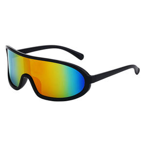 Lunettes de soleil de sport pour hommes, style européen et américain, monture noire, verres PC miroir, protection UV400 - Product Image 1