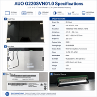 Panel LCD AUO G220SVN01.0 22 Inci 1680x1050 WSXGA+ Dual Channel LVDS 30 Pin MVA LCM untuk PC Industri Peralatan CNC