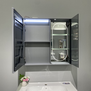 WJL Nuevo Diseño Moderno, Mueble <span class=keywords><strong>de</strong></span> Baño Inteligente con <span class=keywords><strong>Espejo</strong></span>, Acero Inoxidable Gris, Conjunto <span class=keywords><strong>de</strong></span> Muebles <span class=keywords><strong>de</strong></span> Baño - Product Image 3