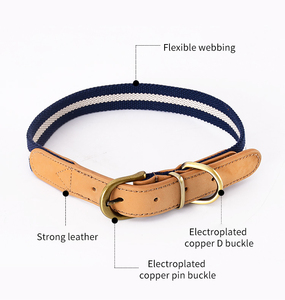 <span class=keywords><strong>Collar</strong></span> de perro ajustable de nailon de cuero Premium 2025, accesorios de moda sostenible para mascotas, collares de cuero de lujo para perros a rayas <span class=keywords><strong>S</strong></span>;M;L - Product Image 6