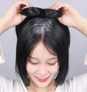 곱슬 머리 상단 폐쇄 옥수수 파마 Toupee 흰색 오버 헤드 교체 패치 가발 여성 여성 인간의 머리카락 스트레이트 헤어