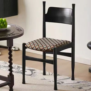 Casual Backrest Chair French-style Light Luxury Retro <b>Dining</b> Chair Vintage Solid Wood <b>Armchair</b> for Living Room Home Use - Product Image 2