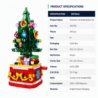Ensemble de blocs de construction en forme de sapin de Noël, 393 pièces, briques DIY, boîte à musique rotative, décoration de table de Noël, cadeau pour enfants et adultes