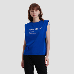 <span class=keywords><strong>Camiseta</strong></span> informal sin mangas con cuello redondo para <span class=keywords><strong>mujer</strong></span>, nuevo diseño, estampado personalizado, tejido de punto transpirable, <span class=keywords><strong>camiseta</strong></span> sin mangas con hombros acolchados - Product Image 6
