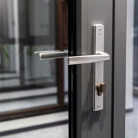 Sistema de Puertas de Vidrio con Marco Delgado de Aluminio Negro, Precio de Fábrica al por Mayor, Superficie Acabada para Proyectos de Construcción de Villas Exteriores