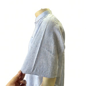 ثوب رجالي إسلامي بأكمام قصيرة مخطط مع جيوب للرجال موديل 2025 - Product Image 6