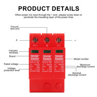 DIY GO 3P PV SPD DC 1000V 1200V 10kA~-20kA 20KA~40KA 40KA~60KA Parafoudre domestique de protection contre les surtensions basse tension