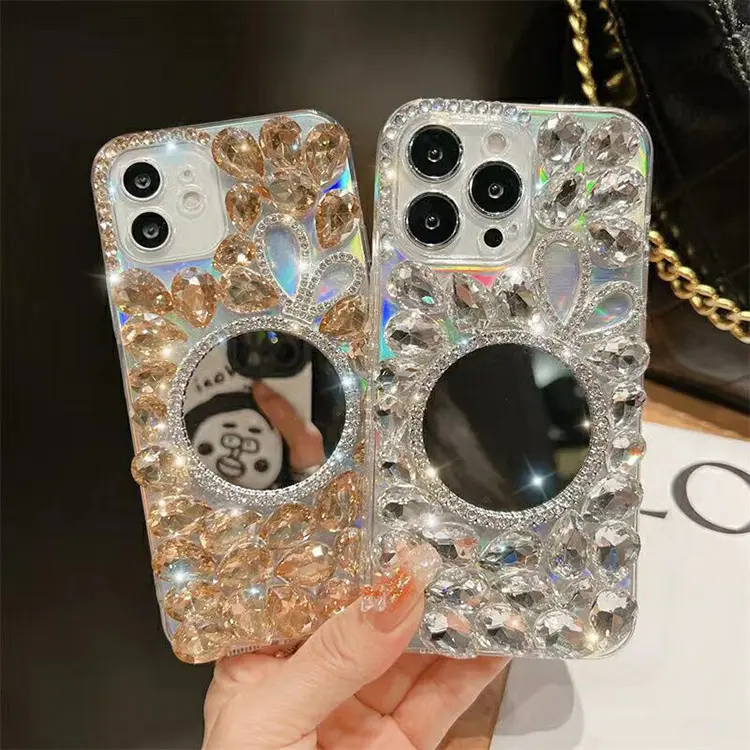 Настраиваемый DIY Зеркало сотовый телефон протектор для Iphone 12 mini 6d Diamond чехол для мобильного телефона с зеркалом для Iphone 11 12 13 14 15