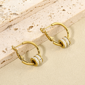 Nuovi Orecchini da <span class=keywords><strong>Donna</strong></span> in Acciaio Inossidabile Placcato Oro 18k con Zircone Rotondo, Gioielli di Lusso con Piercing Permanente, Stile Sorority - Product Image 4