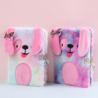 Agenda 2024 A5 con Diseño de Perro de Peluche, Cuaderno de Peluche Suave y Esponjoso, Diario Secreto para Niñas con Candado para Regalo