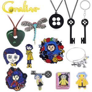 Colgante de llave de <span class=keywords><strong>piedra</strong></span> Cadena de cuerda hecha a mano disfraz de Cosplay Laika libélula joyería collar la <span class=keywords><strong>piedra</strong></span> visible de Coraline llavero - Product Image 2