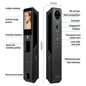 Cerradura Digital Inteligente con Reconocimiento Facial 3D, Biométrica, de Palma, de Aleación de Aluminio, para Puerta de Madera, con Huella Dactilar y App, para Seguridad del Hogar - Product Image 6