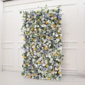 Flor artificial para decoração em atacado, rosa de parede azul personalizada decorativa para casamento