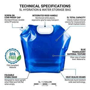 Poche à eau compacte <span class=keywords><strong>pliable</strong></span> de 5 L, sac de stockage d'eau anti-fuite pour le cyclisme et les randonnées d'une journée - Product Image 5