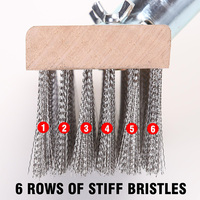Brosse de pont en acier inoxydable Brosses de nettoyage en fil métallique pour patio, jardin, garage Brosse à récurer les sols avec manche long