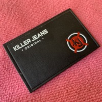 Etiquette personnalisée en cuir véritable pour jean denim, logo de marque de mode de luxe, patch en cuir noir véritable avec lignes de couture