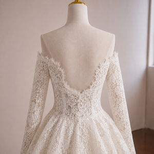 Abito <span class=keywords><strong>da</strong></span> sposa di lusso a sirena con spalle scoperte, maniche lunghe, corsetto in pizzo, schiena scoperta, <span class=keywords><strong>taglie</strong></span> forti, personalizzabile, all'ingrosso - Product Image 5
