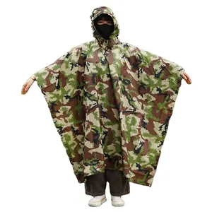 Impermeable de camuflaje puede personalizar 100% impermeable largo impermeable poncho