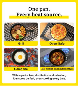 Ensemble de poêles en fonte - 8, 10 et 12 pouces - Pré-culottées - Compatibles four, cuisinière, barbecue, feu de camp, induction - Ustensiles de cuisson pour le camping - Product Image 6