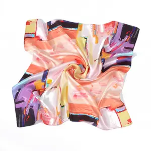 Custom Promotion Multifunction Colorful Silk Scarf For Women Fashion Small Size Square Women Silk Scarf