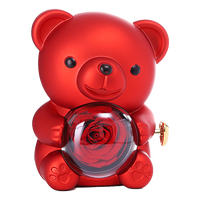 Boîtes cadeaux personnalisées avec logo de marque, impression sur acrylique, ours rotatif, rose éternelle, pour bijoux (bagues/colliers), OEM