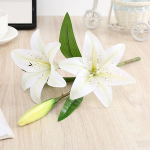 H168 Bouquet <span class=keywords><strong>di</strong></span> giglio artificiale regalo per feste regalo per la casa decorazione della tavola disposizione <span class=keywords><strong>fiori</strong></span> <span class=keywords><strong>un</strong></span> mazzo <span class=keywords><strong>di</strong></span> 2 <span class=keywords><strong>fiori</strong></span> - Product Image 5
