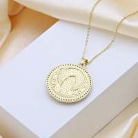 Collier pendentif coquillage rond avec incrustation de zircon, bijoux de mode de luxe pour femmes, vente en gros