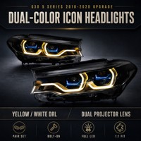 Pour BMW G30 Série 5 2018-2020, ensemble de phares à LED, double lentille de projecteur, accent bleu, phare avant