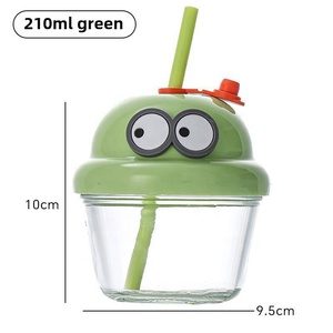 2025 nouveauté Mini mignon dessin animé bouteille d'eau en verre pour enfants été lait café tasse à boire directe avec paille de haute qualité - Product Image 6