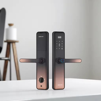 Puerta de Seguridad de Madera con Degradado de Color a Precio de Fábrica, con Cerradura Inteligente, Huella Dactilar, Reconocimiento Facial, Cámara WiFi, Tarjeta de Memoria y Diseño Graffiti