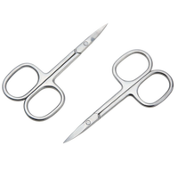 Ciseaux en acier inoxydable argenté poli miroir à pointe incurvée pour la coupe des fils, des poils des sourcils, des poils du nez et la couture pour hommes