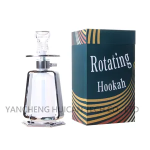 2024 Wholesale New Design Rotating LED Hookah acrylic shisha Portable aluminum mouthpiece nargile with crystal bowl