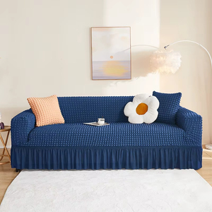 Housse de canapé gaufrée avec jupe à volants pour salon, housse de canapé matelassée douce à couverture intégrale, décoration intérieure - Product Image 5
